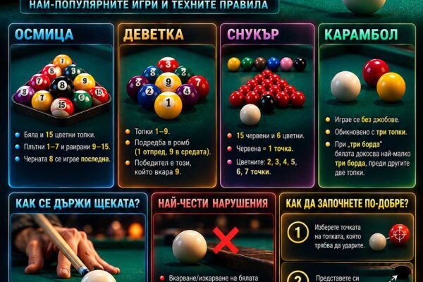 Билярдът отблизо: най-популярните игри и техните правила